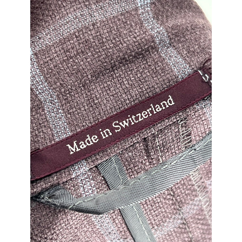 Zegna Zero Weight Burgundy Wool Windowpane Sport Coat – EU 56 / US 44