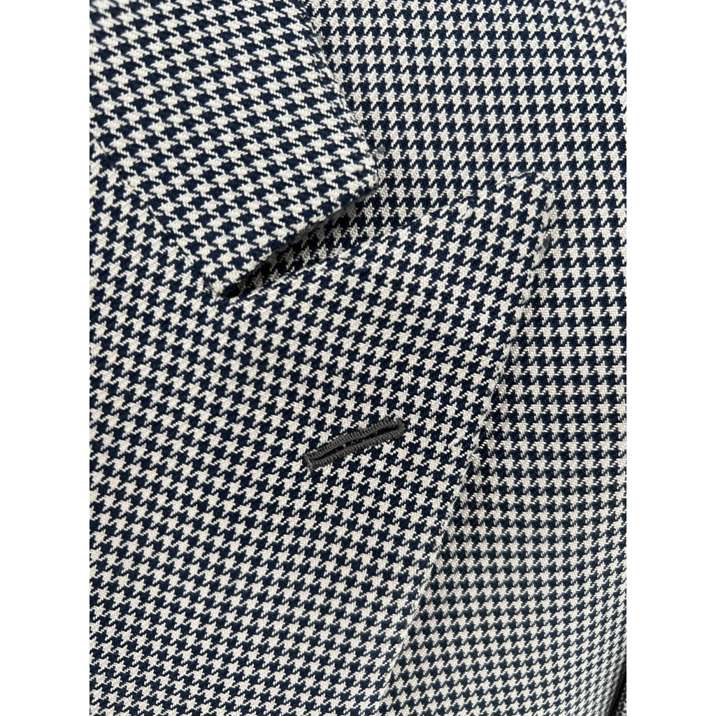 Brioni Blue & White Houndstooth 100% Silk DB Sport Coat - Size 54IT (44US)