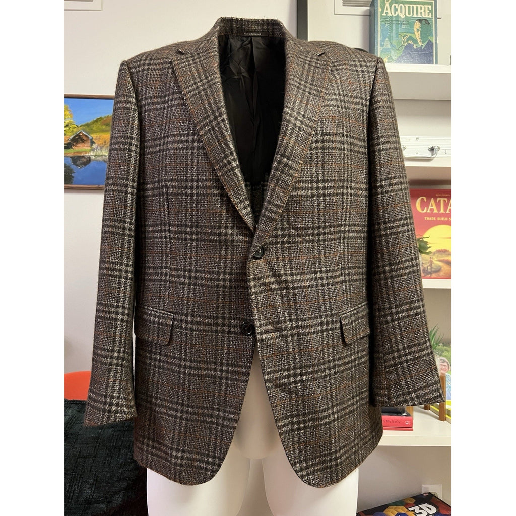 Ermenegildo Zenga Silk/Cashmere Brown Plaid Jacket