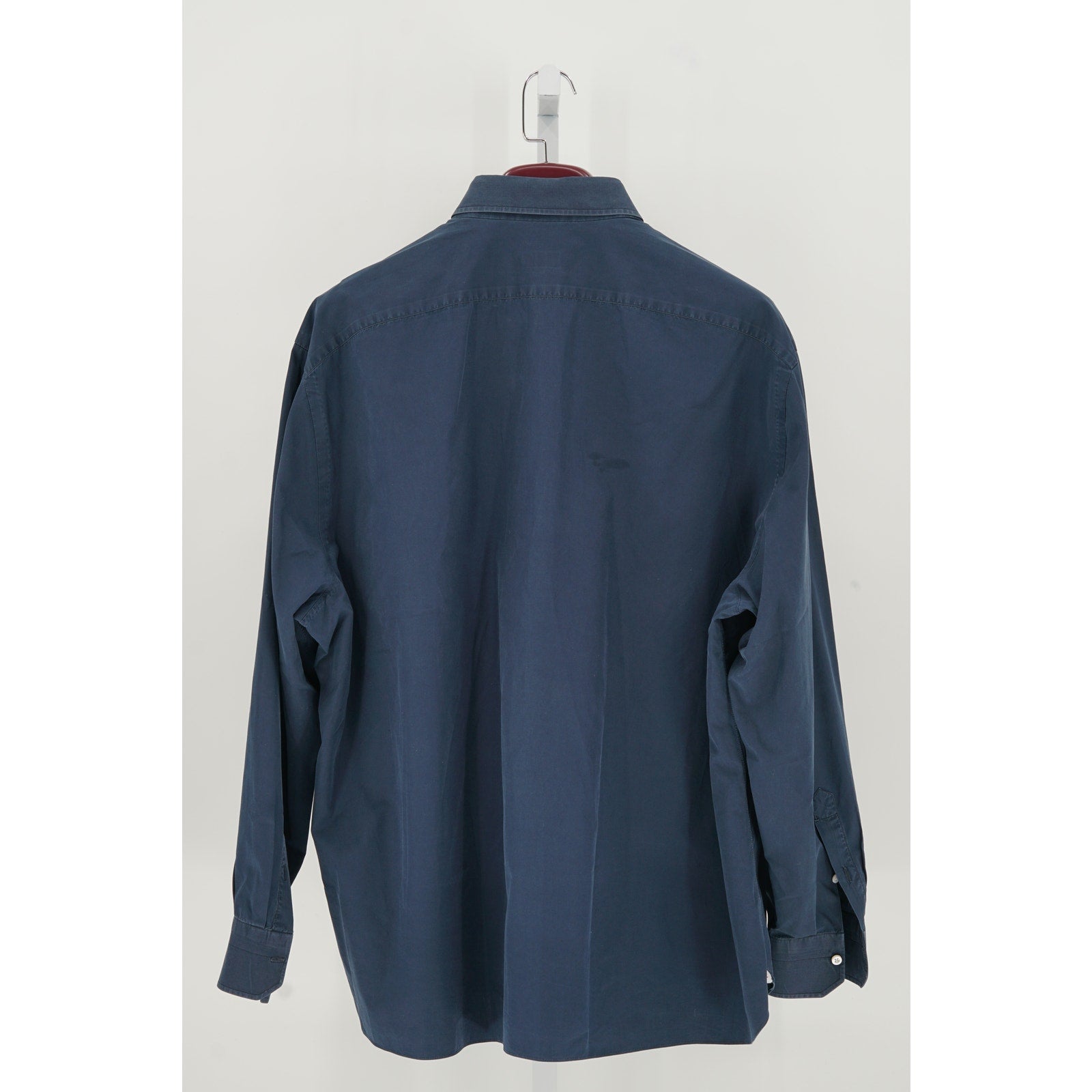 ISAIA Solid Navy Blue 100% Cotton Dress Shirt - Unmarked, Fits US XXL