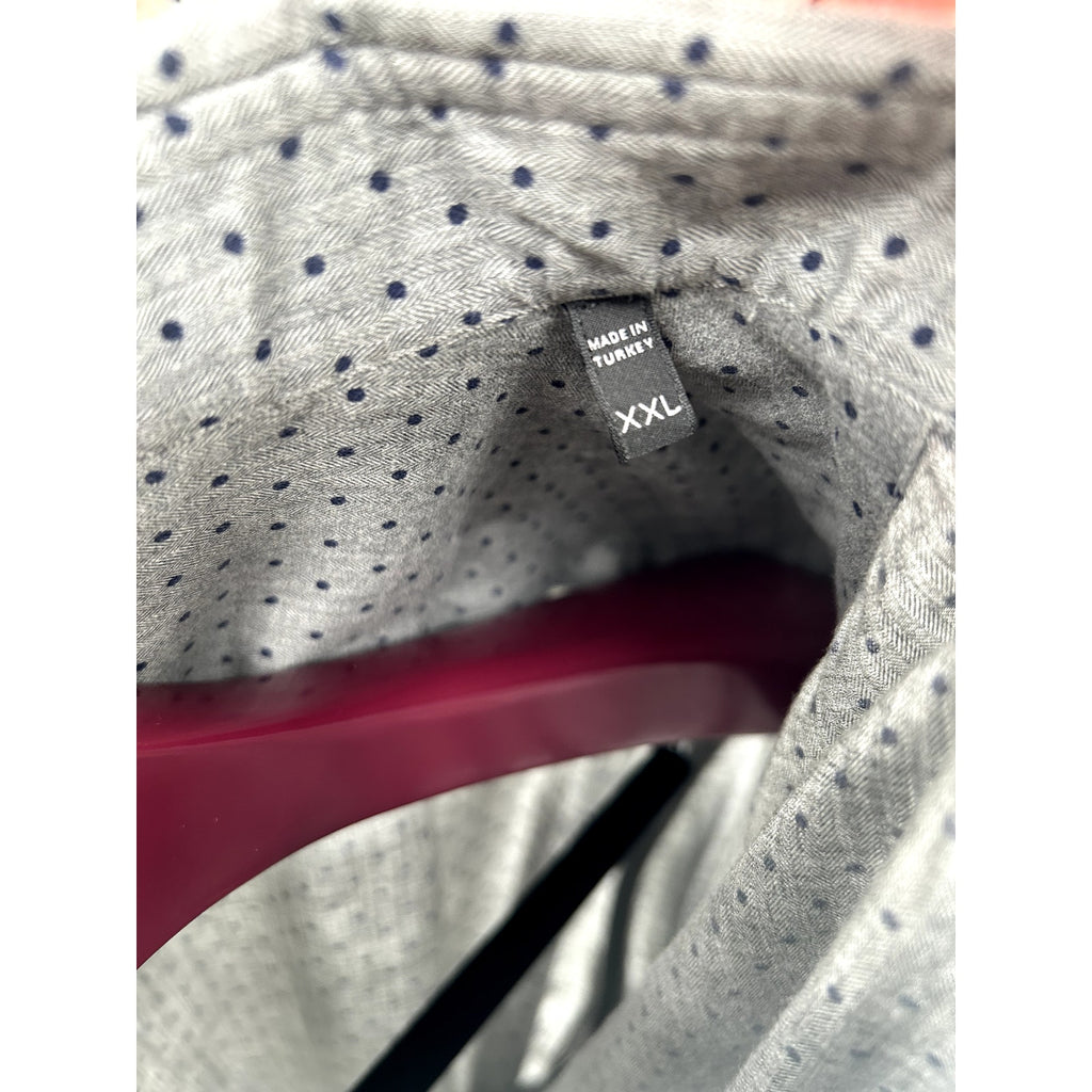 Zegna Grey-Blue Polka Dot Pattern Dress Shirt - Size XXL