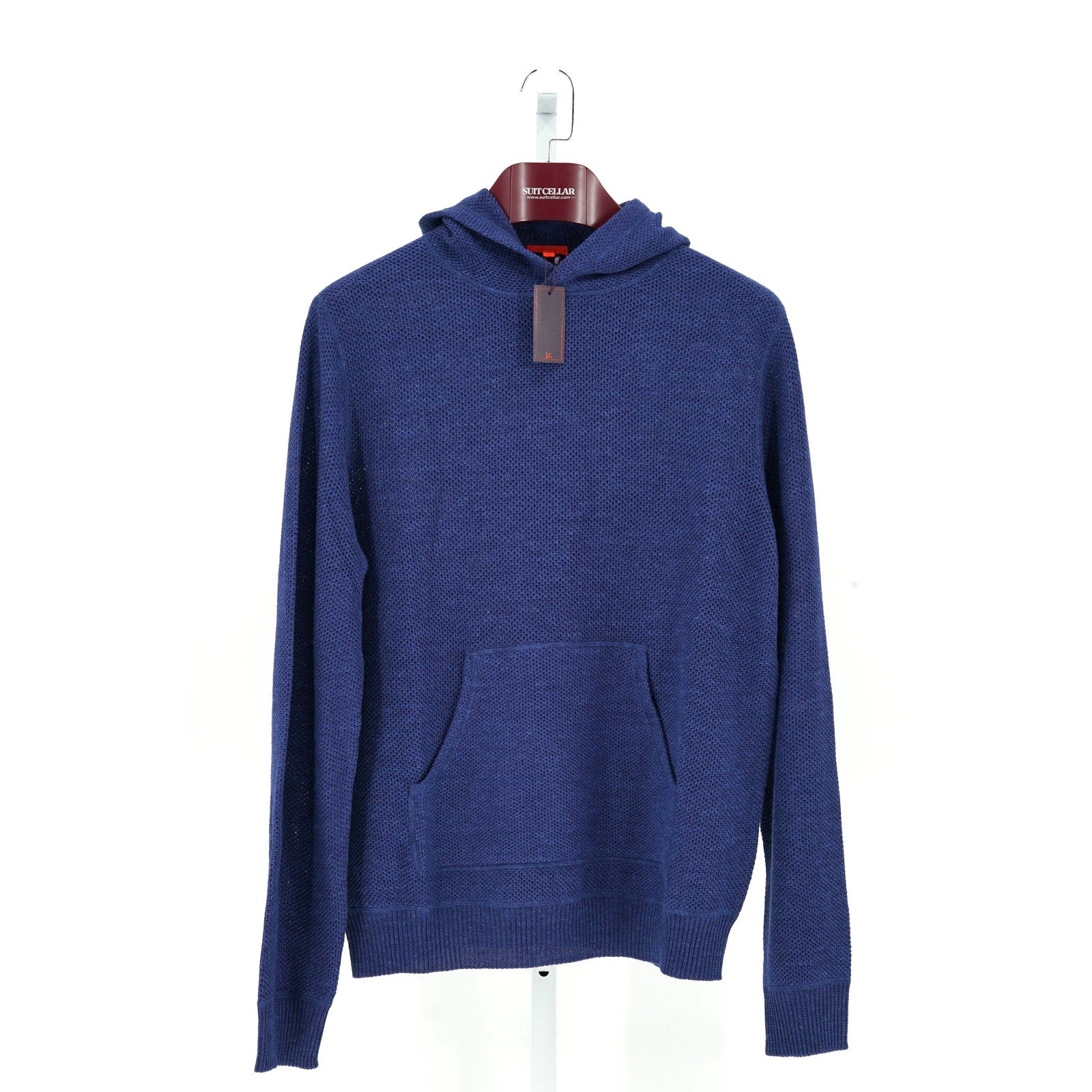 ISAIA Blue Woven Hooded Sweatshirt - Size XL (IT)