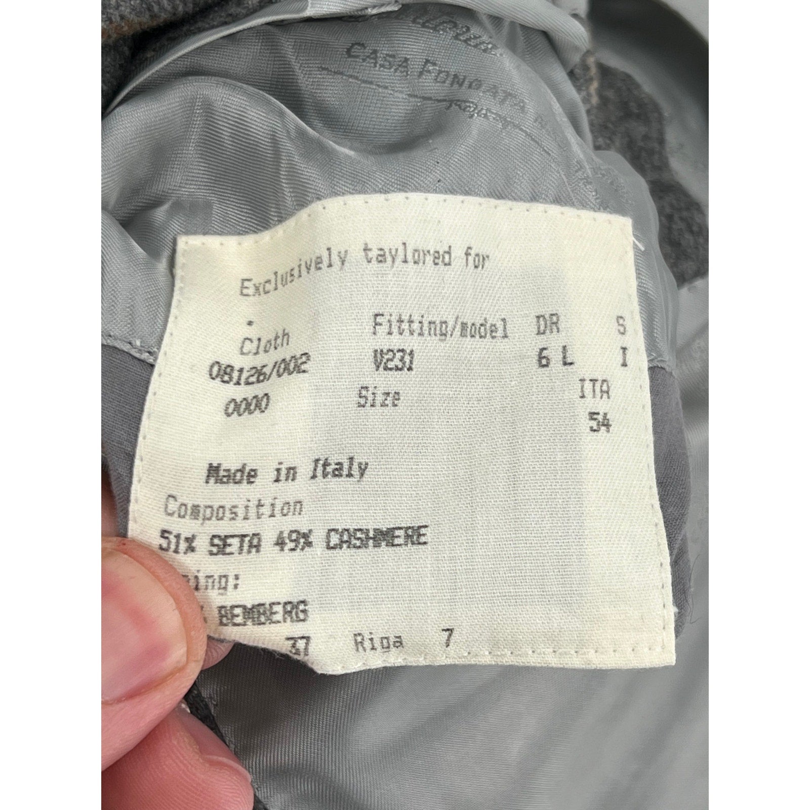 Sartoria Castangia Grey Windowpane Silk Cashmere Sport Coat - Size 54IT (44US)