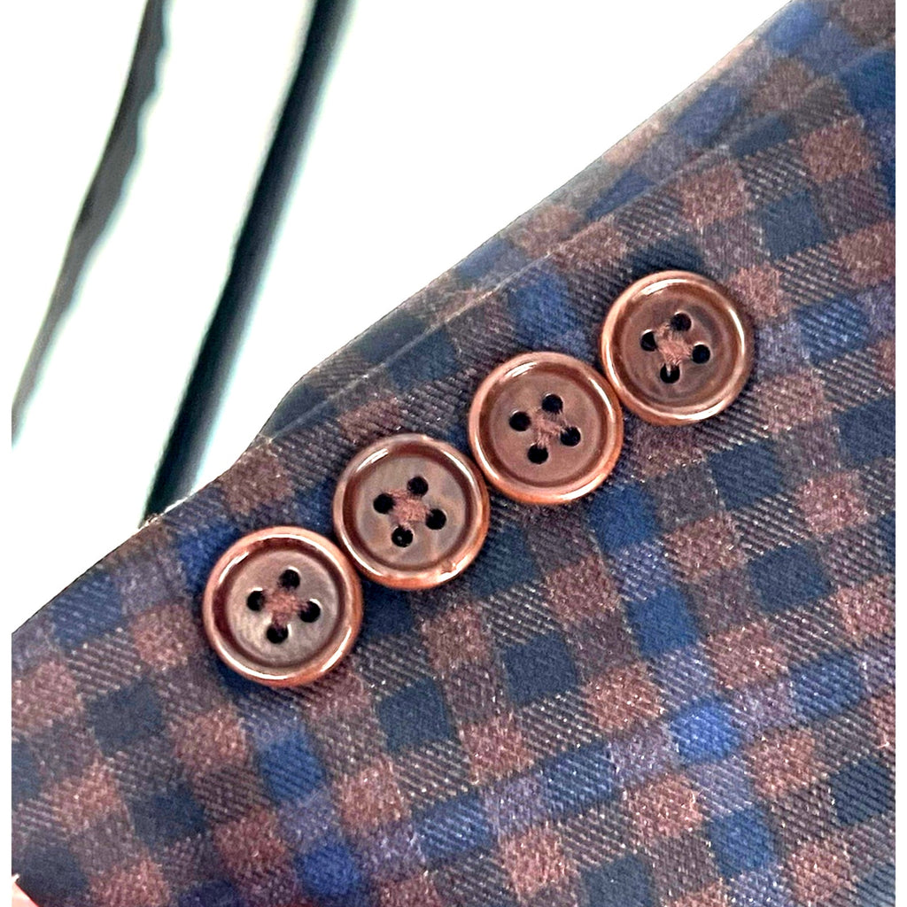 Canali Blue, Brown & Black Wool Check Sport Coat – EU 56 / US 46