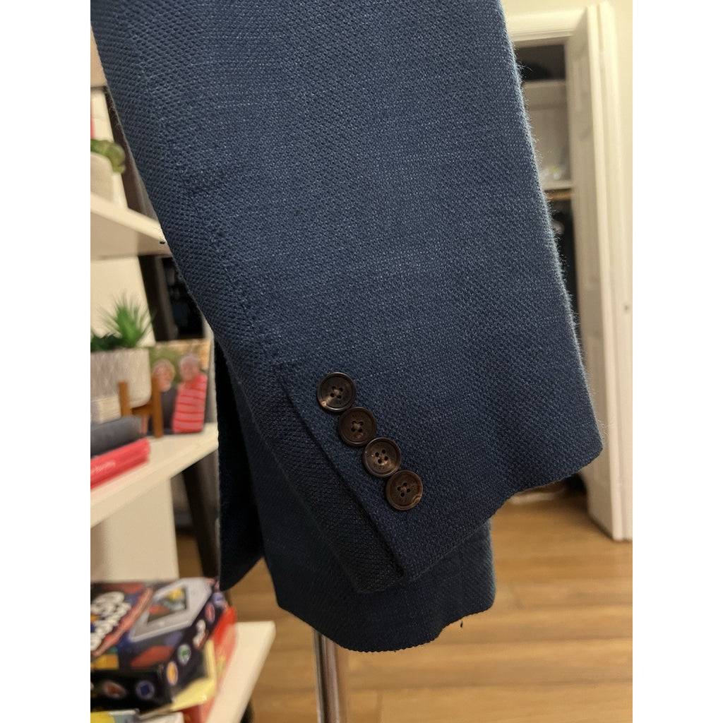 STUNNING Ermenegildo Zegna Blue Silk Blend Hopsack Sport Coat - Size 56eu/44eu