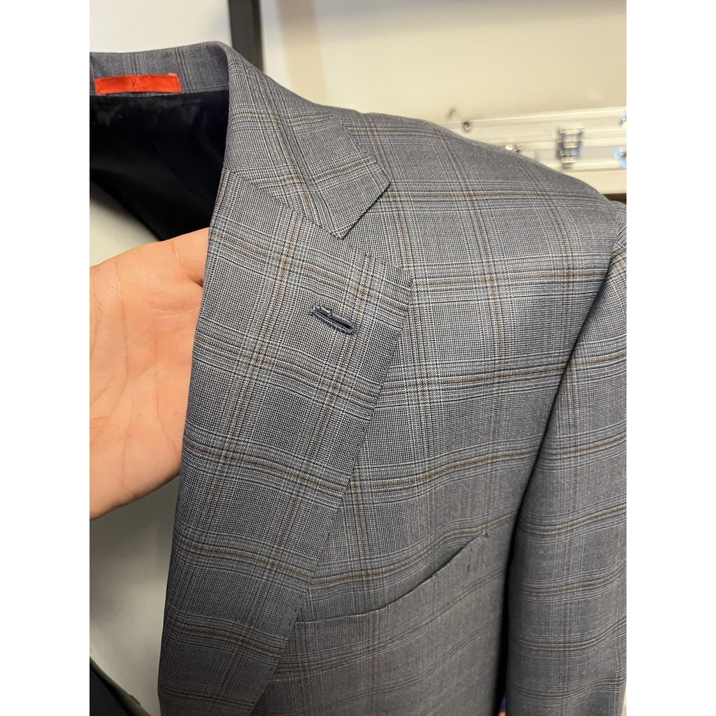 Isaia Napoli Light Blue Wool/Silk Glen Plaid Sport Coat - 44R