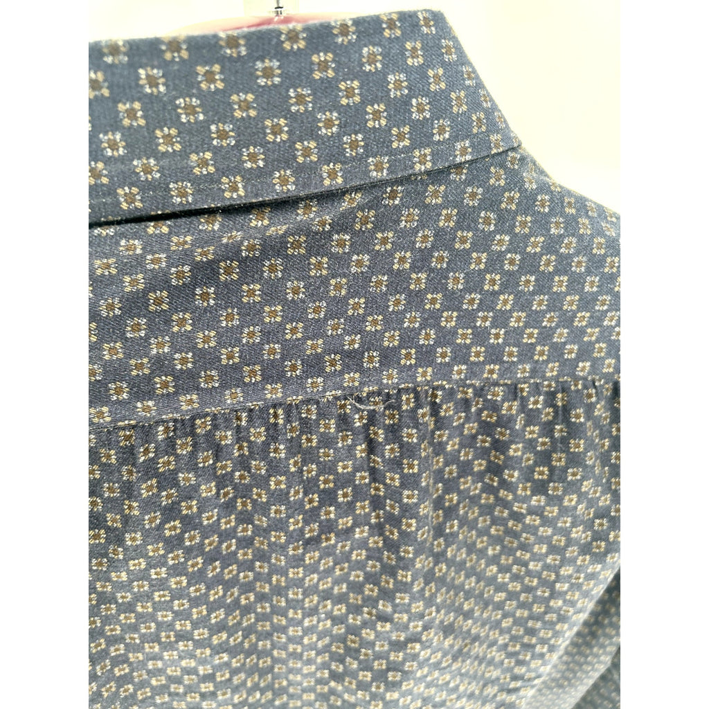Isaia Navy/Green Pattern Dress Shirt - Size 17/43