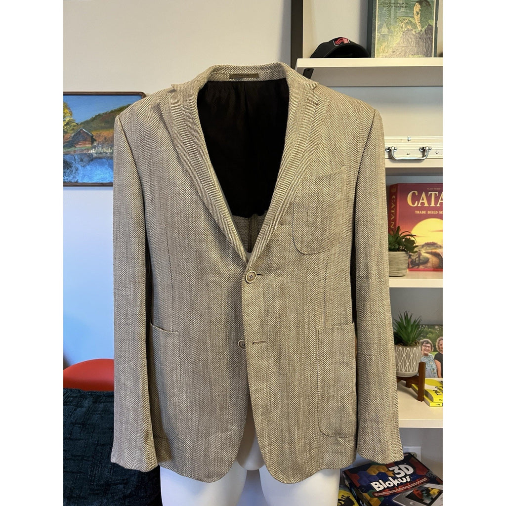 Ermenegildo Zegna Beige Herringbone Sport Coat - 40R