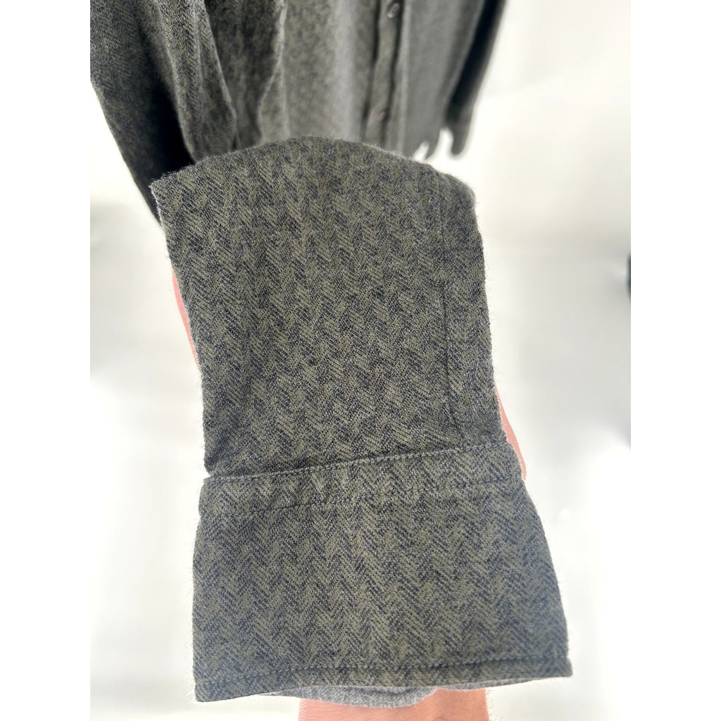 Zegna Green Patterned 50% Cotton 50% Wool Overshirt - Size XL/54