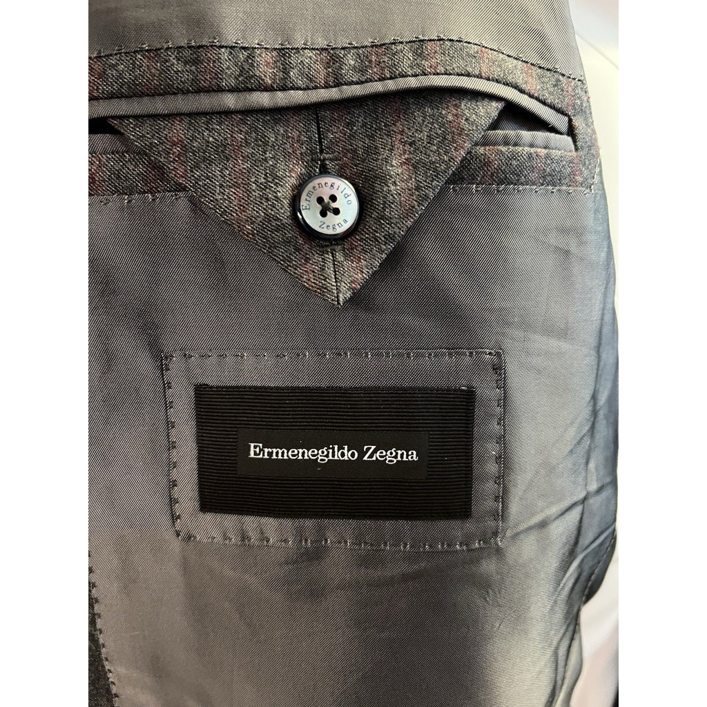 Ermenegildo Zegna Gray w/Red Pinstripe Wool-Cashmere Suit 44R