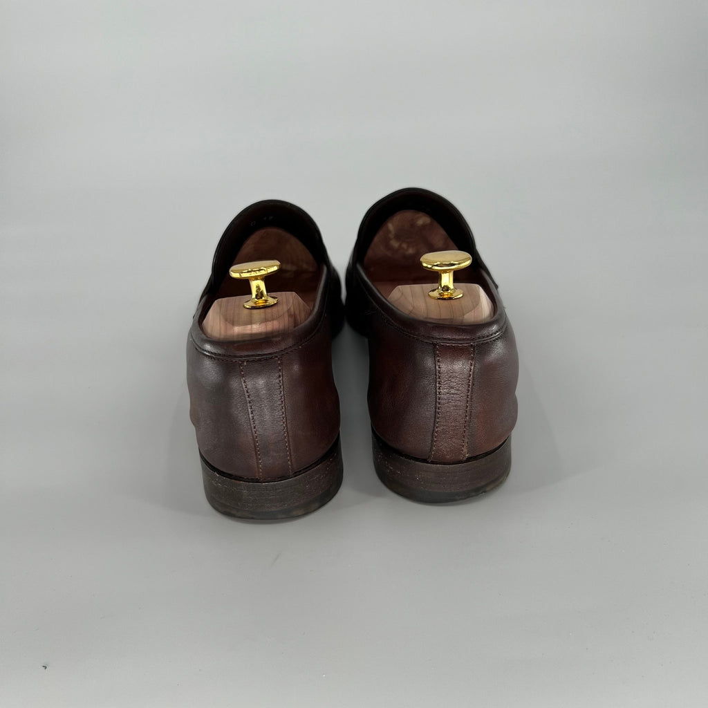 Santoni Fatte A Mano Penny Loafers in Dark Brown - Size 12