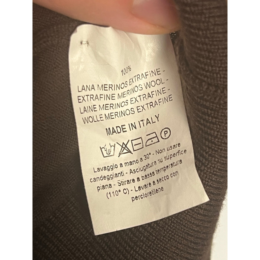 ISAIA Napoli Quarter-Zip Extrafine Merino Wool Sweater in Cocoa – Size XL