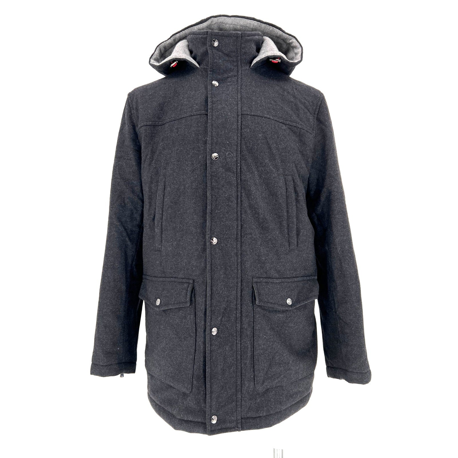 ISAIA Napoli Gray Wool Flannel Parka - Size 56eu/44us