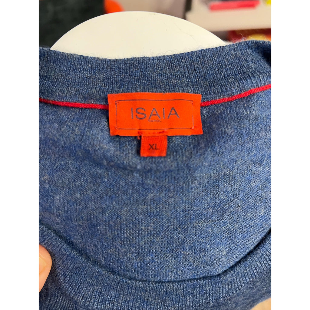 ISAIA Napoli Cashmere/Silk Crewneck Pullover Sweater in Ocean Blue - Size XL