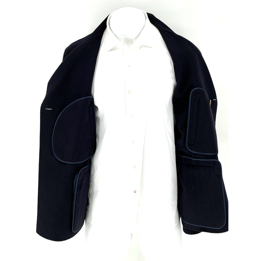 Salvatore Ferragamo Navy Virgin Wool Double-Breasted Peacoat – IT 56 / US 46R