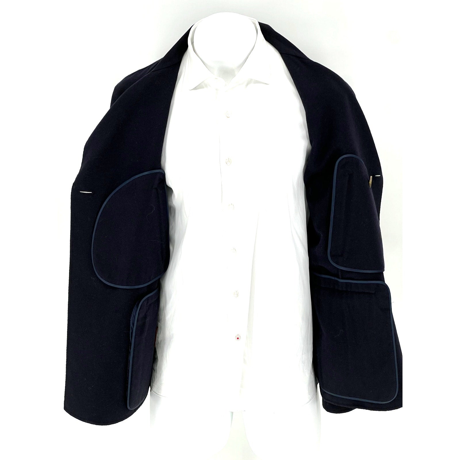 Salvatore Ferragamo Navy Virgin Wool Double-Breasted Peacoat – IT 56 / US 46R