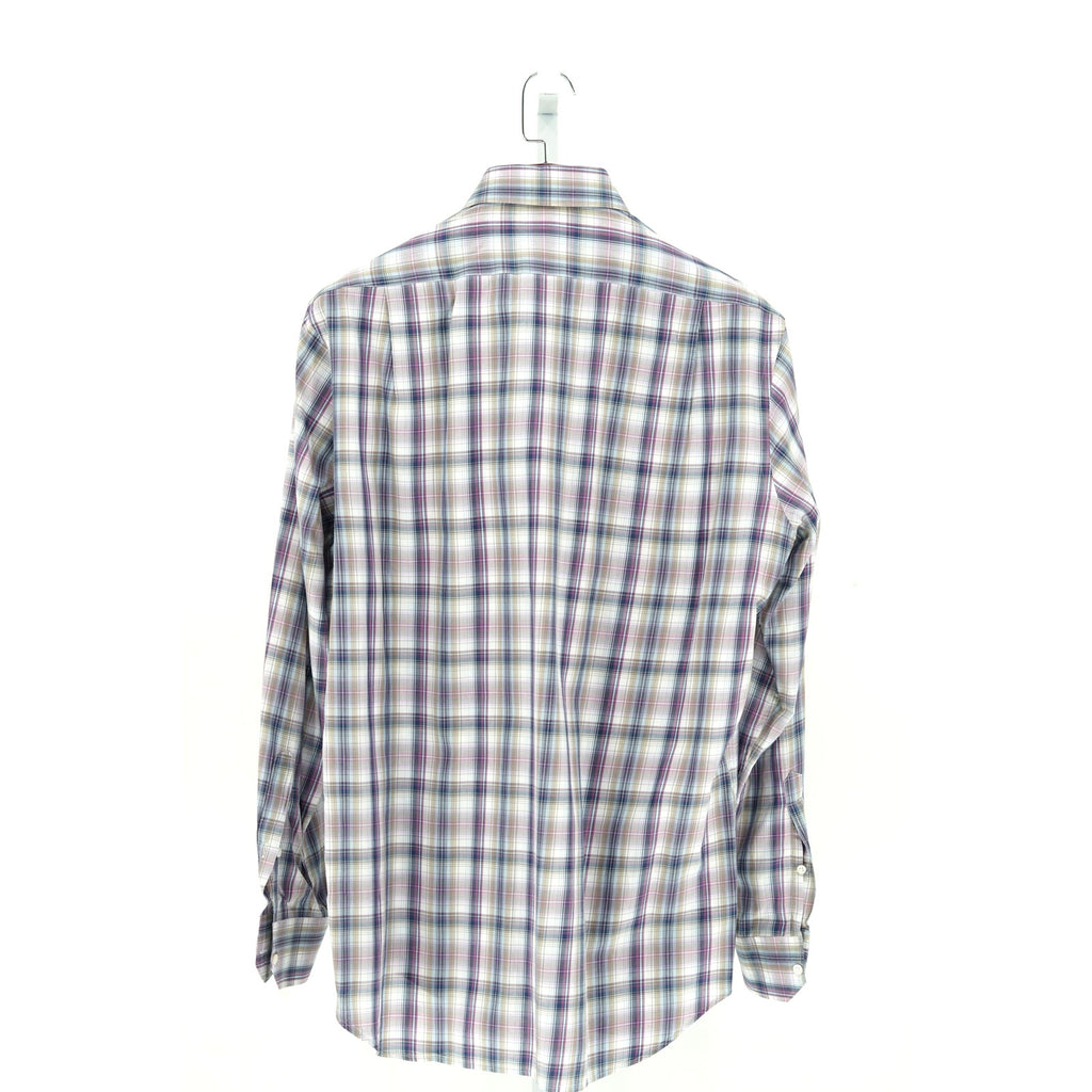 Peter Millar Purple-Blue-Brown 100% Cotton Dress Shirt - Size L