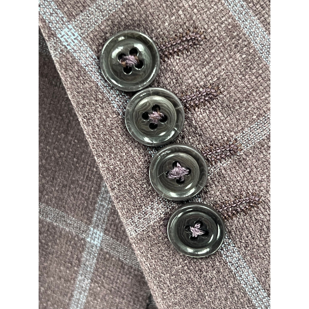 Zegna Zero Weight Burgundy Wool Windowpane Sport Coat – EU 56 / US 44