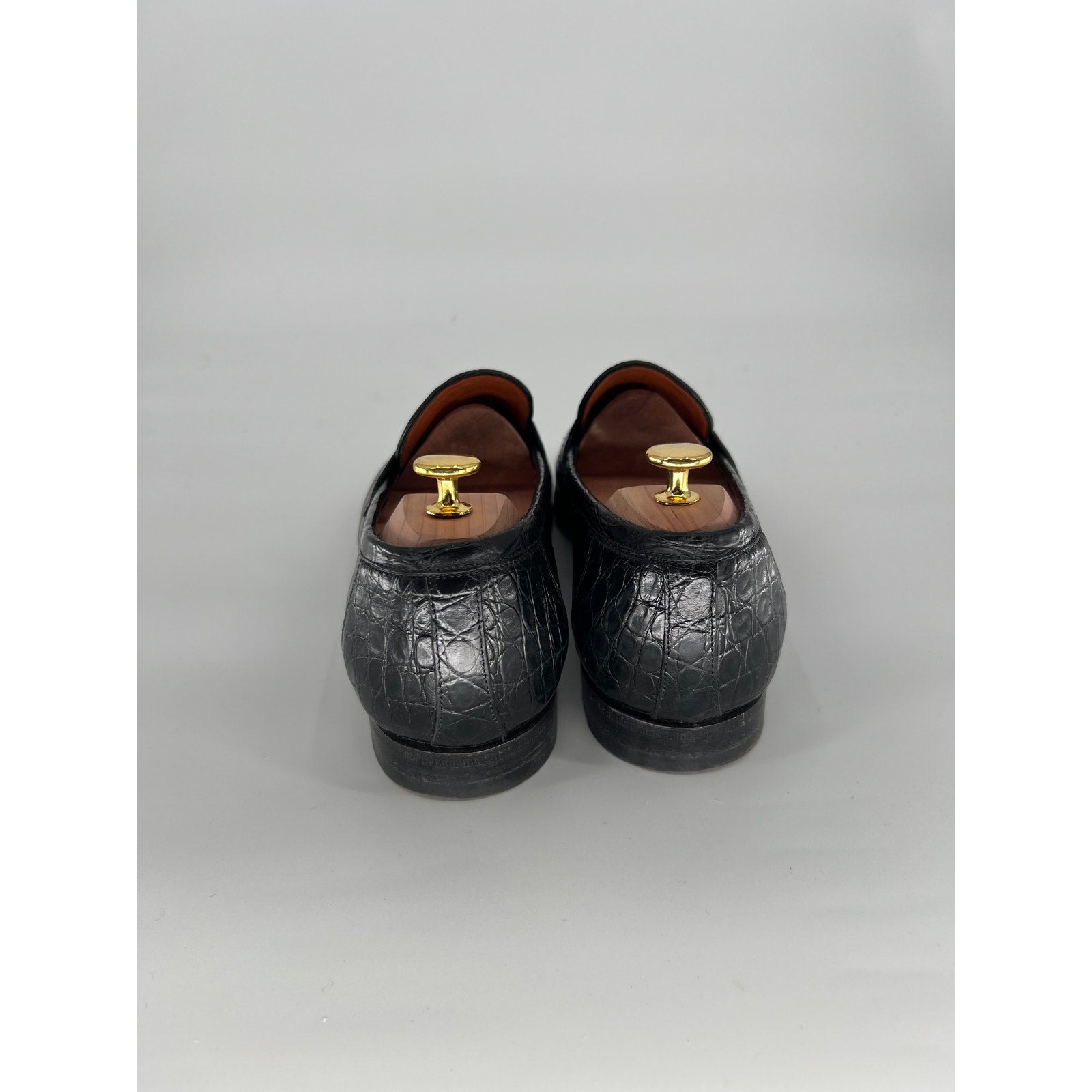 Santoni Duke Loafers in Black Alligator