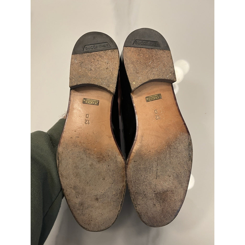 Tom Ford-era Gucci Horsebit Loafers - Black Pony Hair/Patent Leather - Size 12