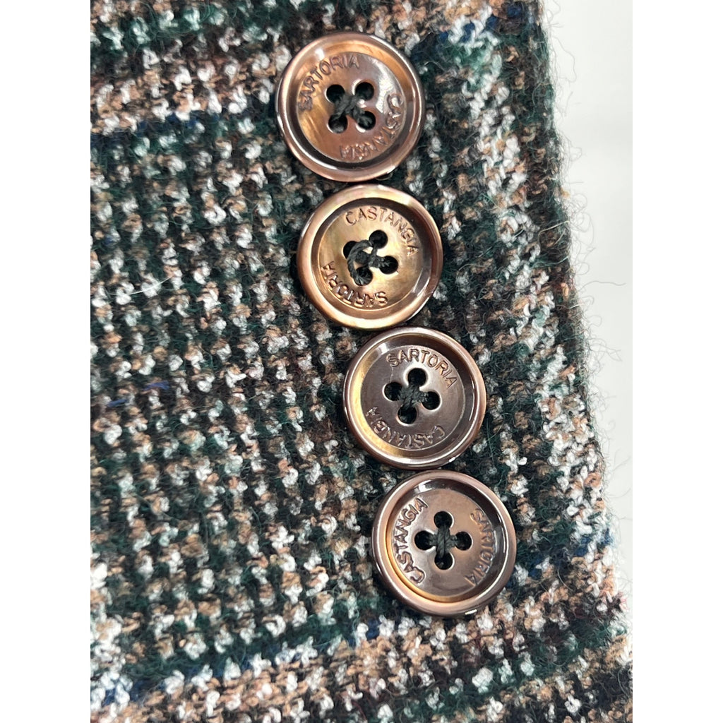 Sartoria Castangia Green/Brown Wool Check Sport Coat – 56 EU / 44 US