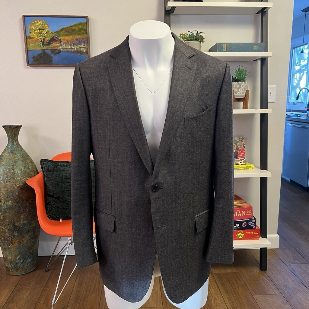 Ermenegildo Zegna Gray w/Red Pinstripe Wool-Cashmere Suit 44R