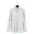 ISAIA White Striped 100% Cotton Dress Shirt - Size 43/17