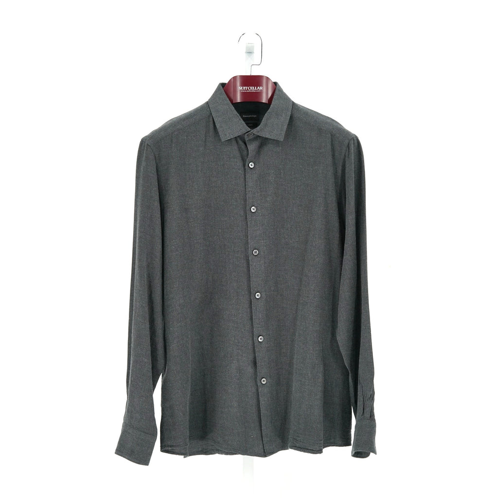 Zegna Solid Grey CashCo Dress Shirt - Size XL (IT)