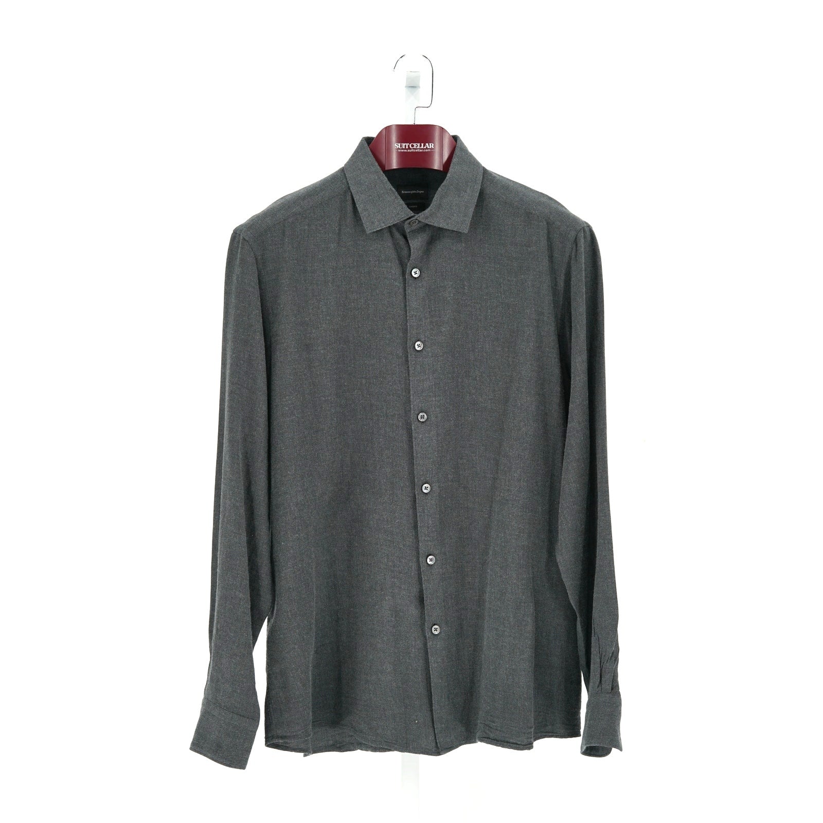 Zegna Solid Grey CashCo Dress Shirt - Size XL (IT)