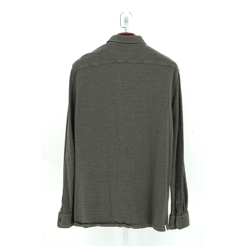 Zegna Green Patterned 50% Cotton 50% Wool Overshirt - Size XL/54