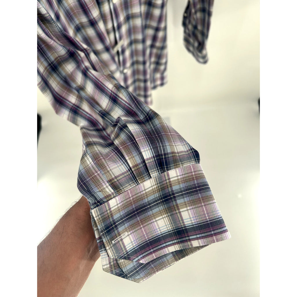 Peter Millar Purple-Blue-Brown 100% Cotton Dress Shirt - Size L