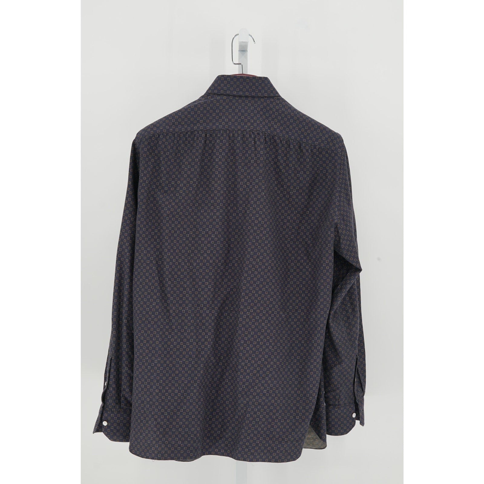 Isaia Navy/Green Pattern Dress Shirt - Size 17/43