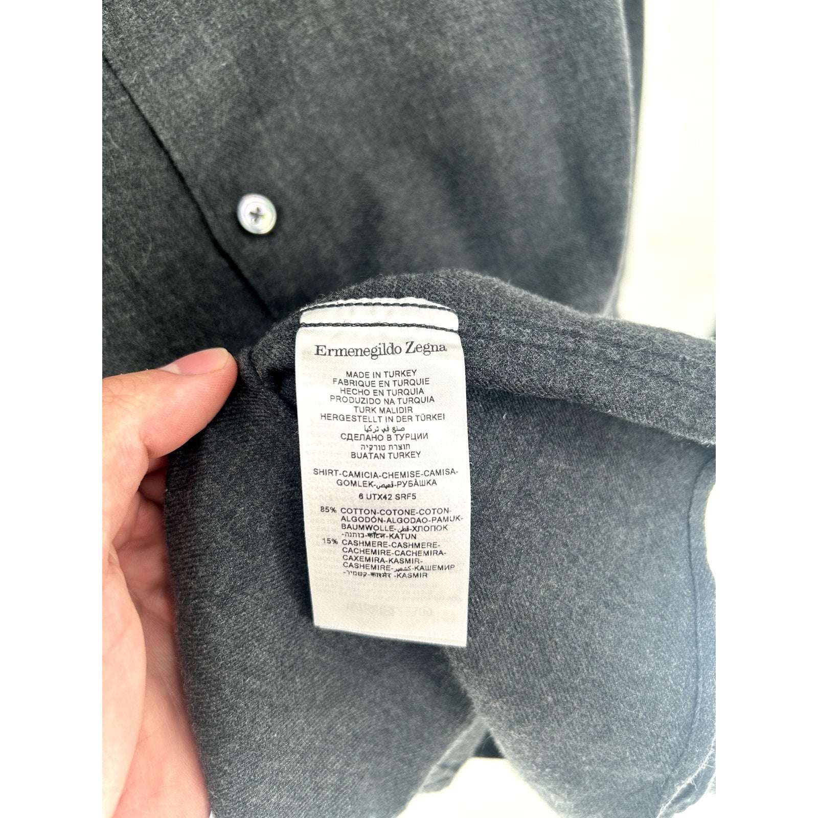 Zegna Solid Grey CashCo Dress Shirt - Size XL (IT)
