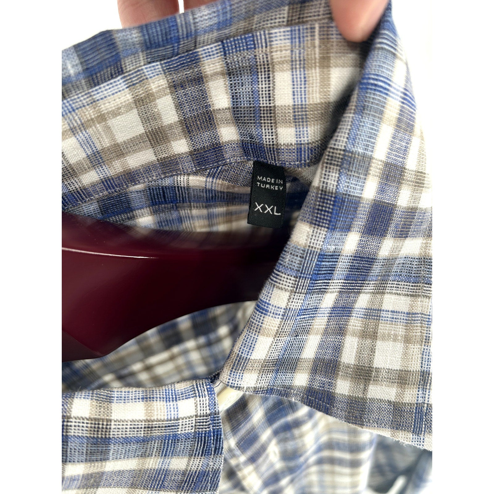 Zegna Blue-White-Light Brown Plaid Dress Shirt - Size XXL