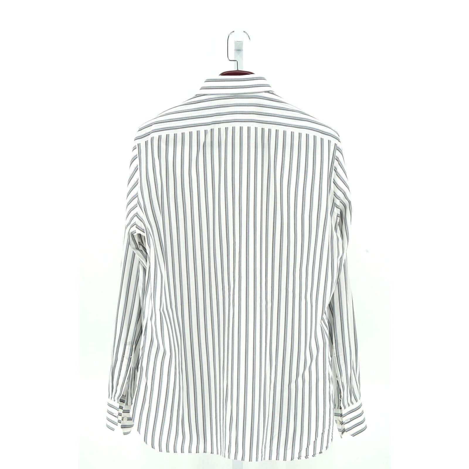 ISAIA White Striped 100% Cotton Dress Shirt - Size 43/17