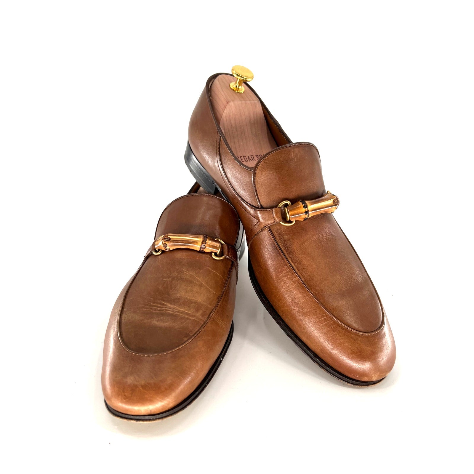 Gucci Betis Glamour Bamboo Bit Loafers in Saddle - Size 11.5
