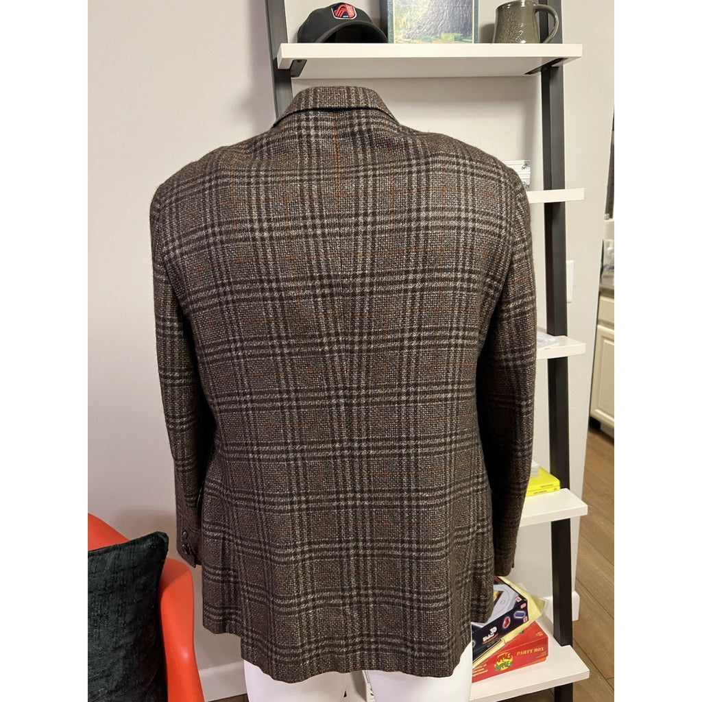 Ermenegildo Zenga Silk/Cashmere Brown Plaid Jacket