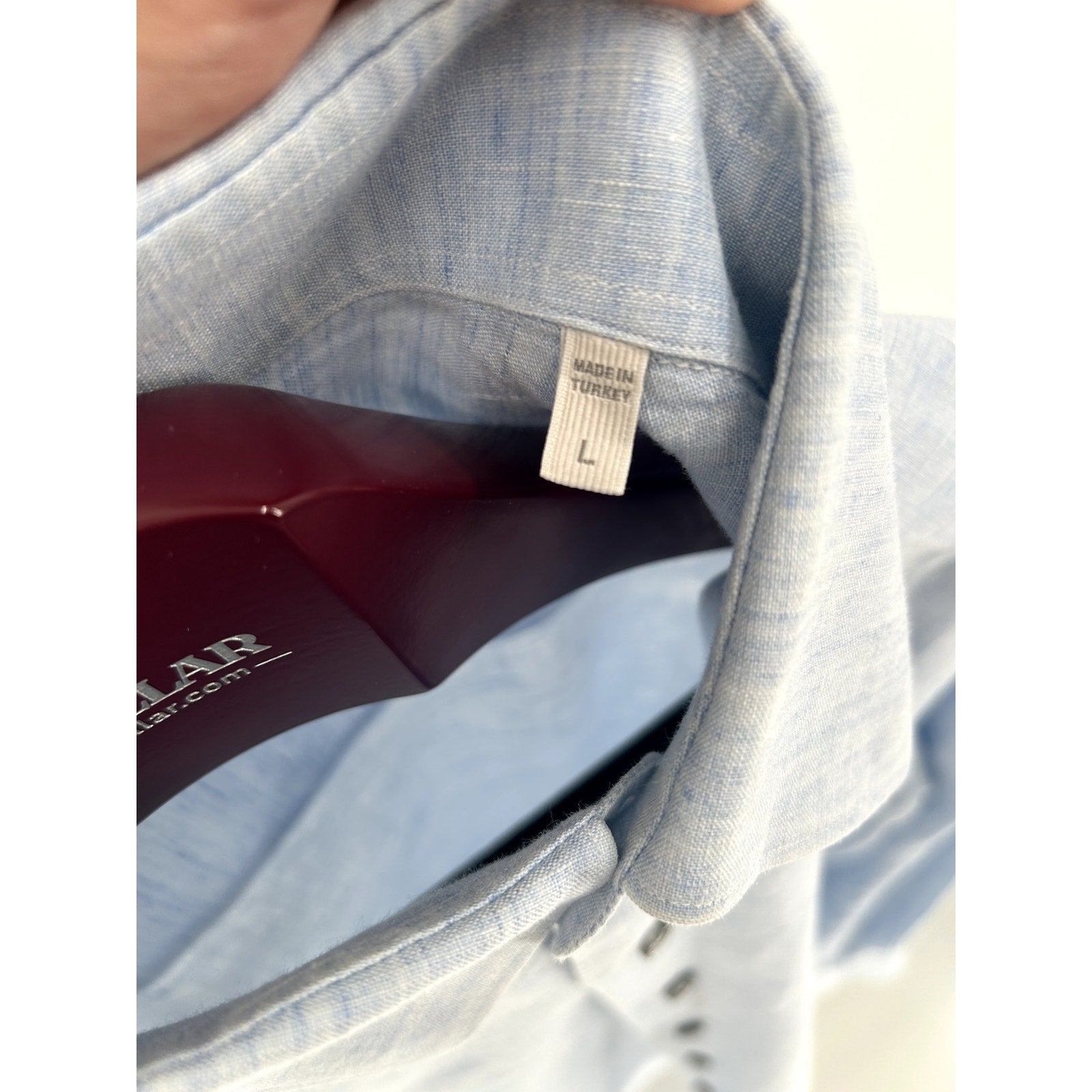 Zegna Blue Linen 100% Linen Dress Shirt - Size L