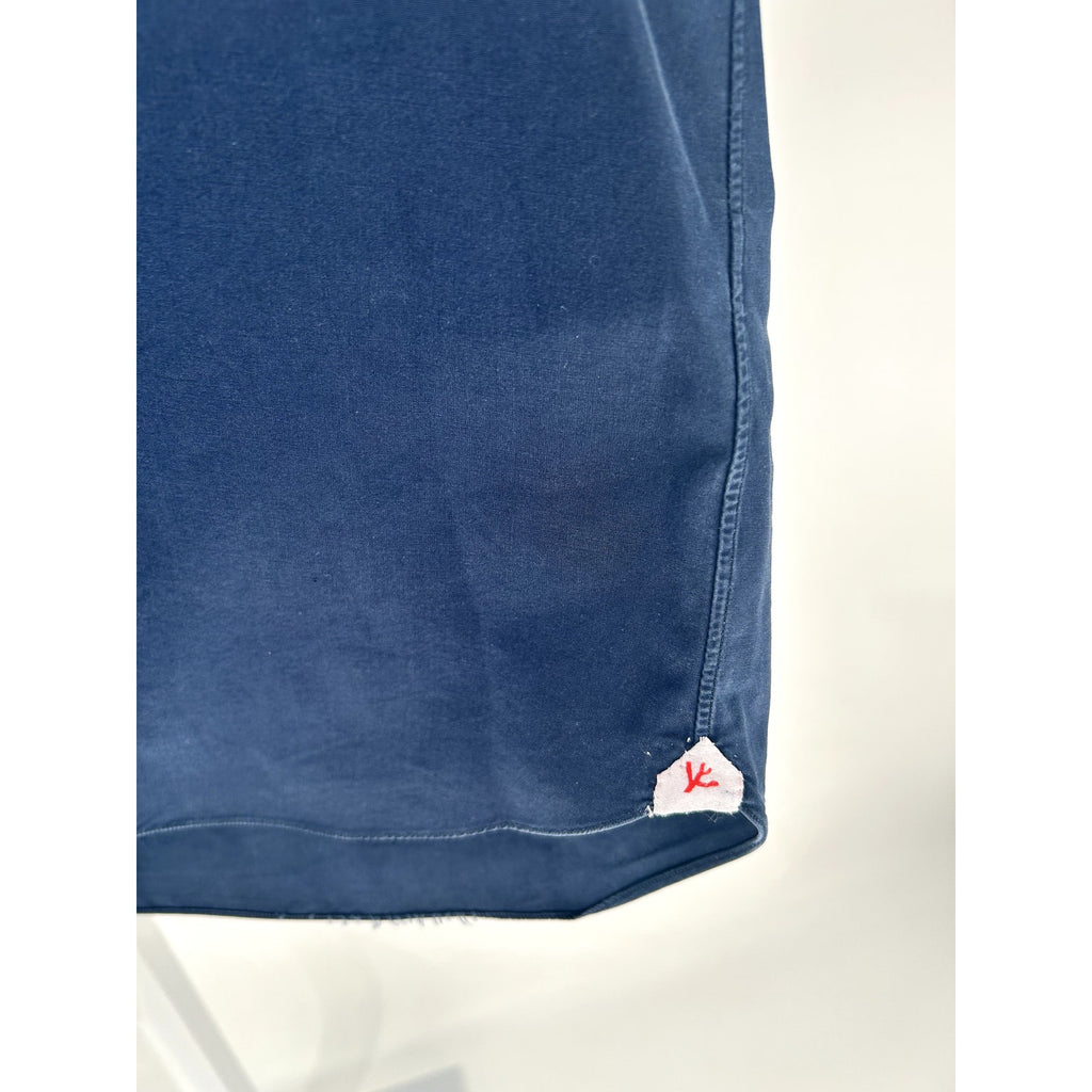 ISAIA Solid Navy Blue 100% Cotton Dress Shirt - Unmarked, Fits US XXL