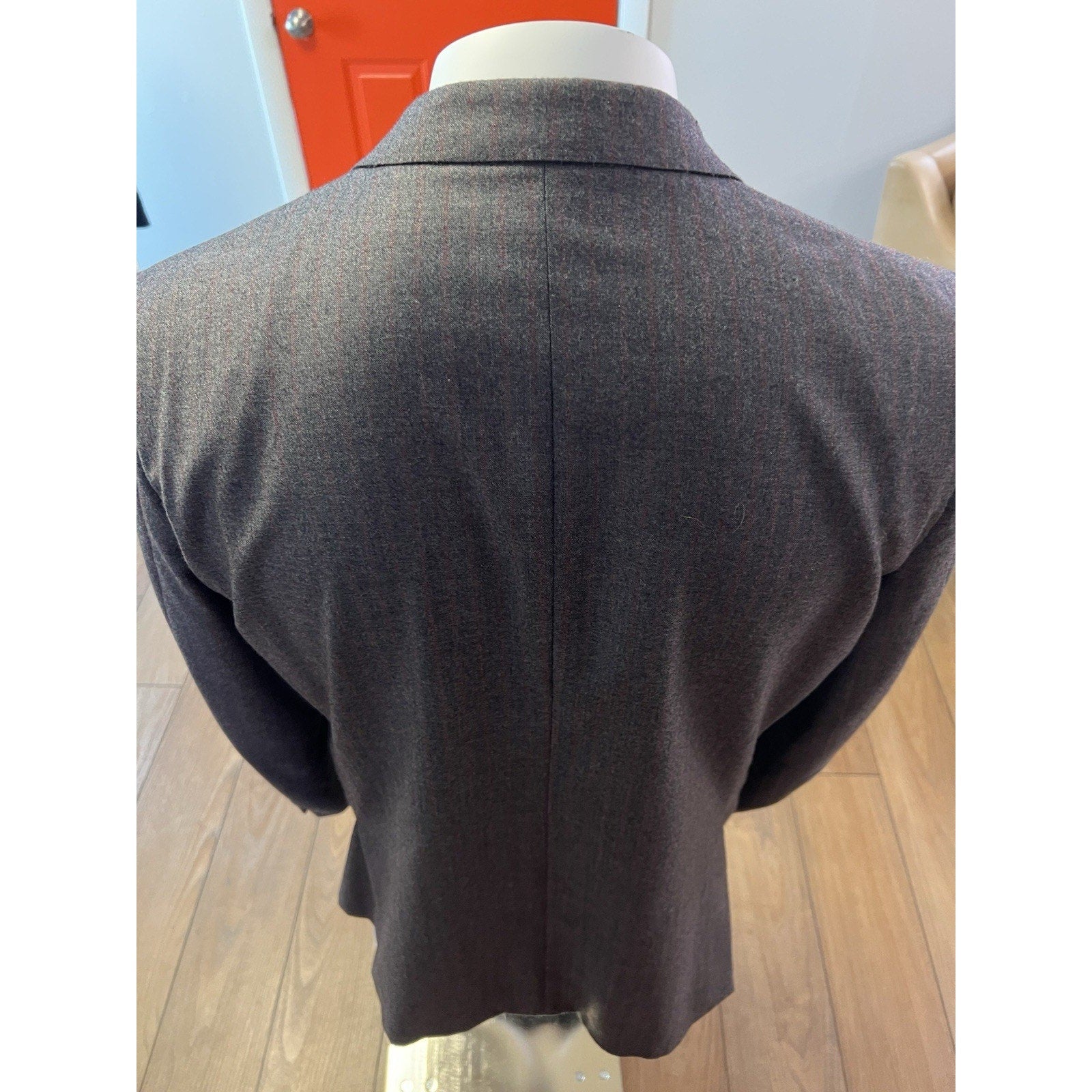 Ermenegildo Zegna Gray w/Red Pinstripe Wool-Cashmere Suit 44R