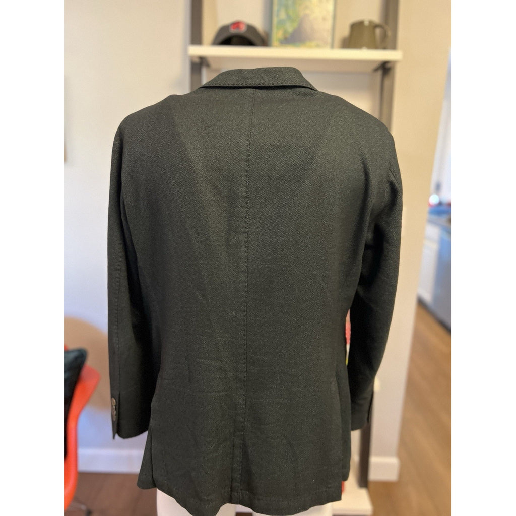 L.B.M. 1911 Forest Green / Black Wool-Cotton Diamond Weave Sport Coat – EU 56R