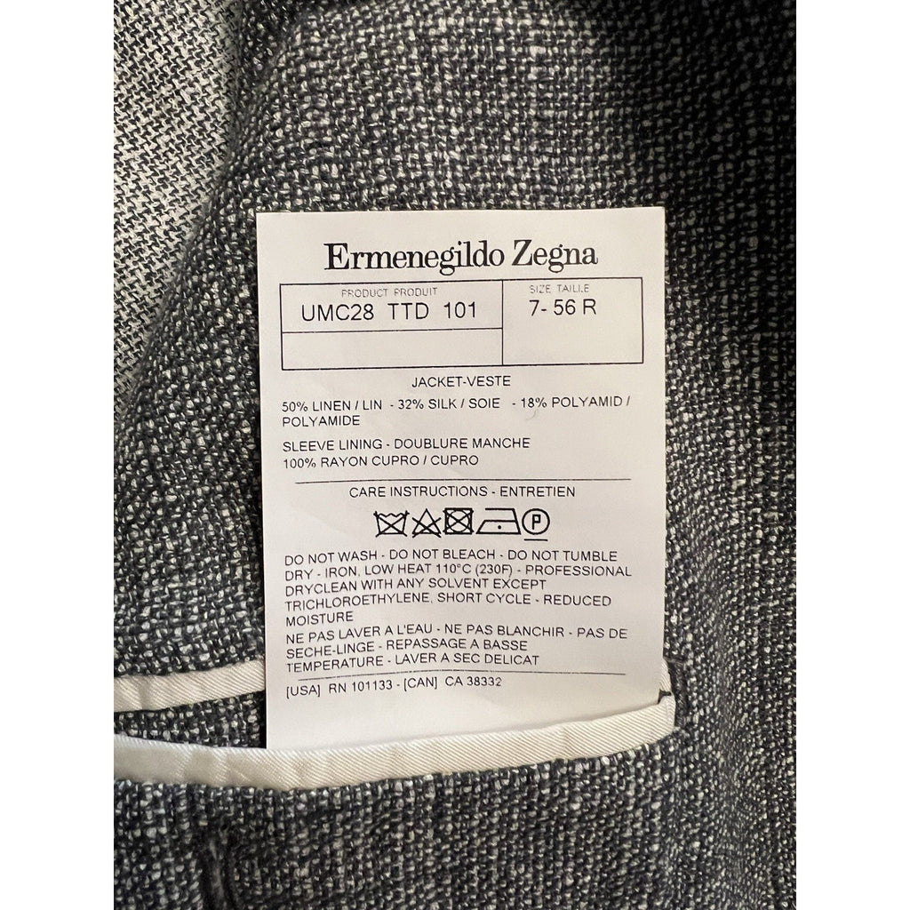Ermenegildo Zegna Grey Silk/Linen Textured Sport Coat – 44R