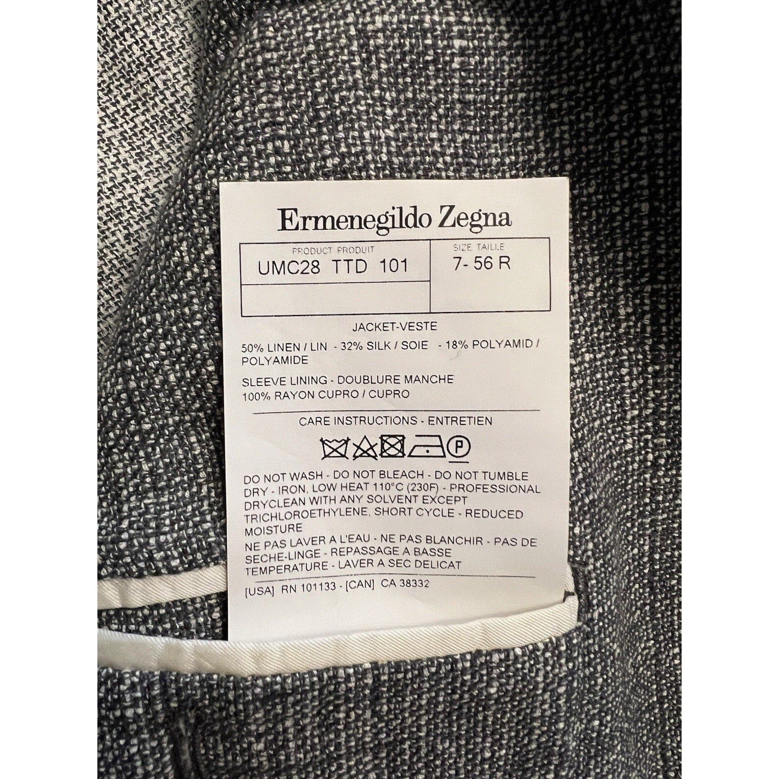 Ermenegildo Zegna Grey Silk/Linen Textured Sport Coat – 44R