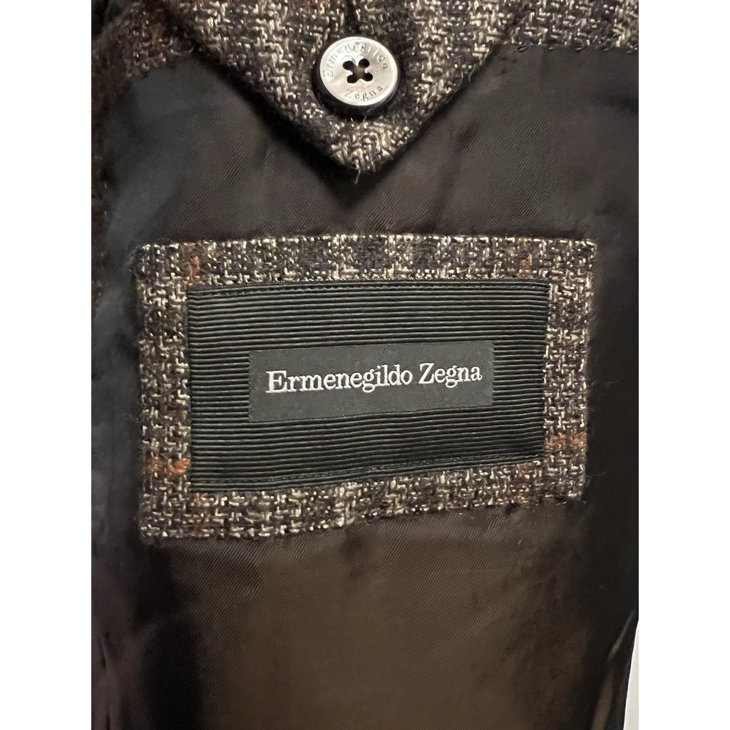 Ermenegildo Zenga Silk/Cashmere Brown Plaid Jacket