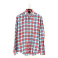 Peter Millar Red-Blue Checkered 100% Cotton Dress Shirt - Size L