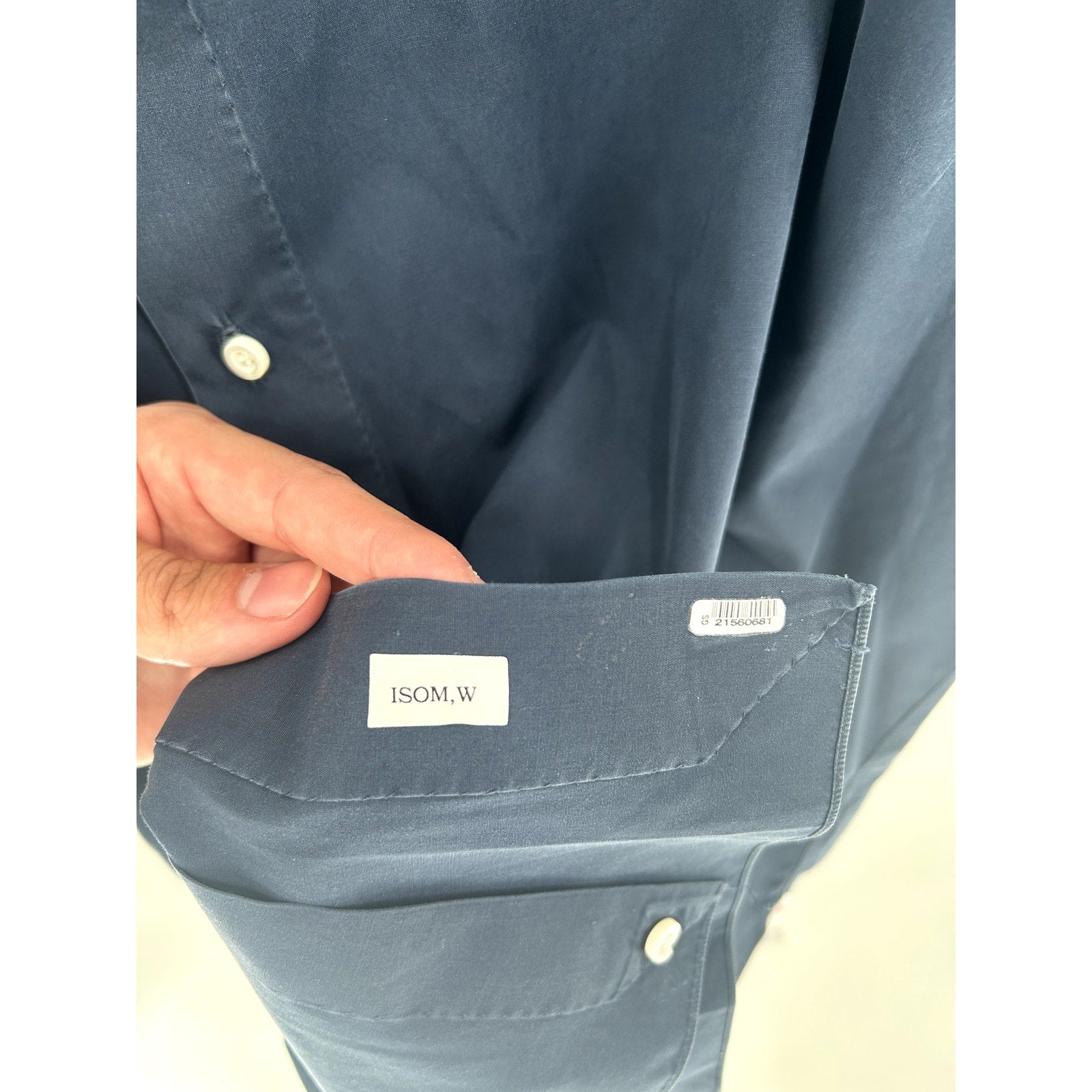 ISAIA Solid Navy Blue 100% Cotton Dress Shirt - Unmarked, Fits US XXL