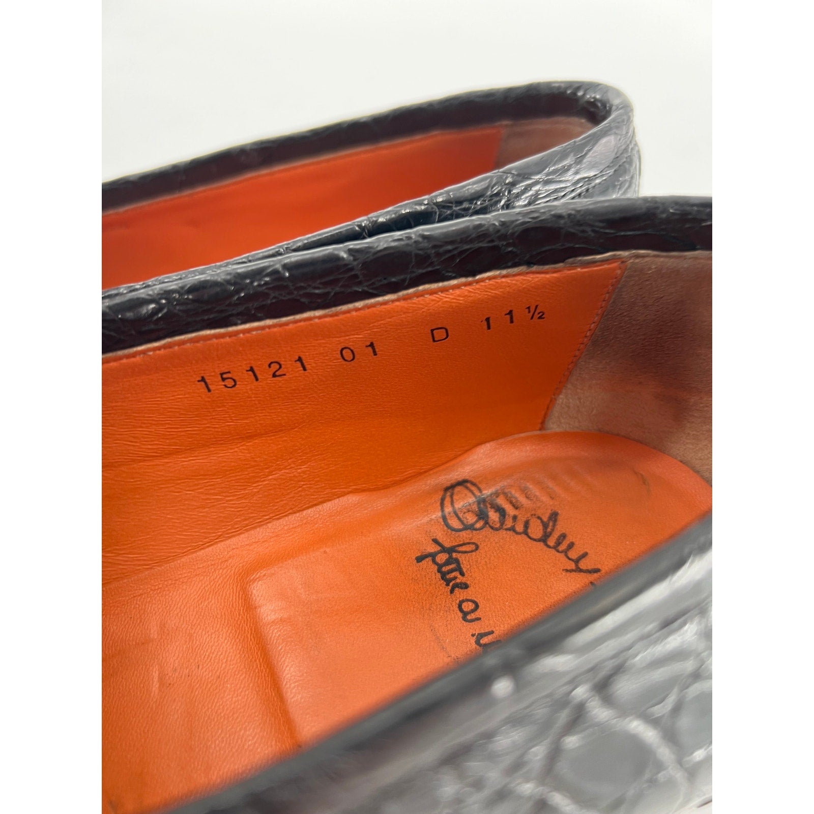 Santoni Duke Loafers in Black Alligator