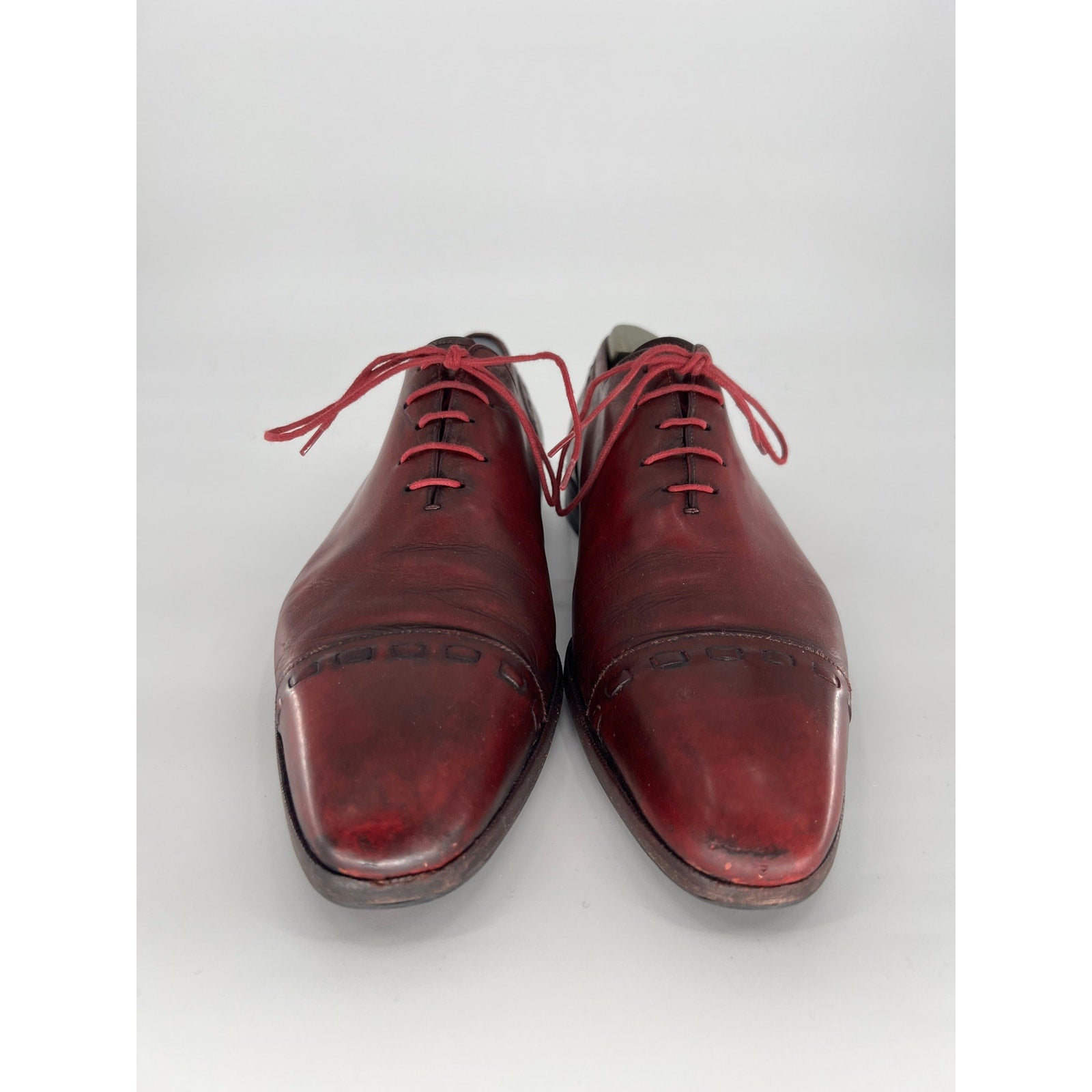 Berluti Oxblood Red Cap-Toe Oxfords - UK 11.5