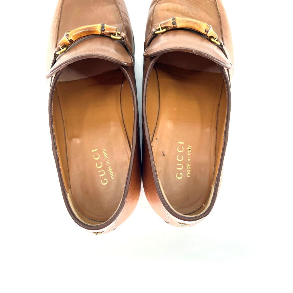 Gucci Betis Glamour Bamboo Bit Loafers in Saddle - Size 11.5