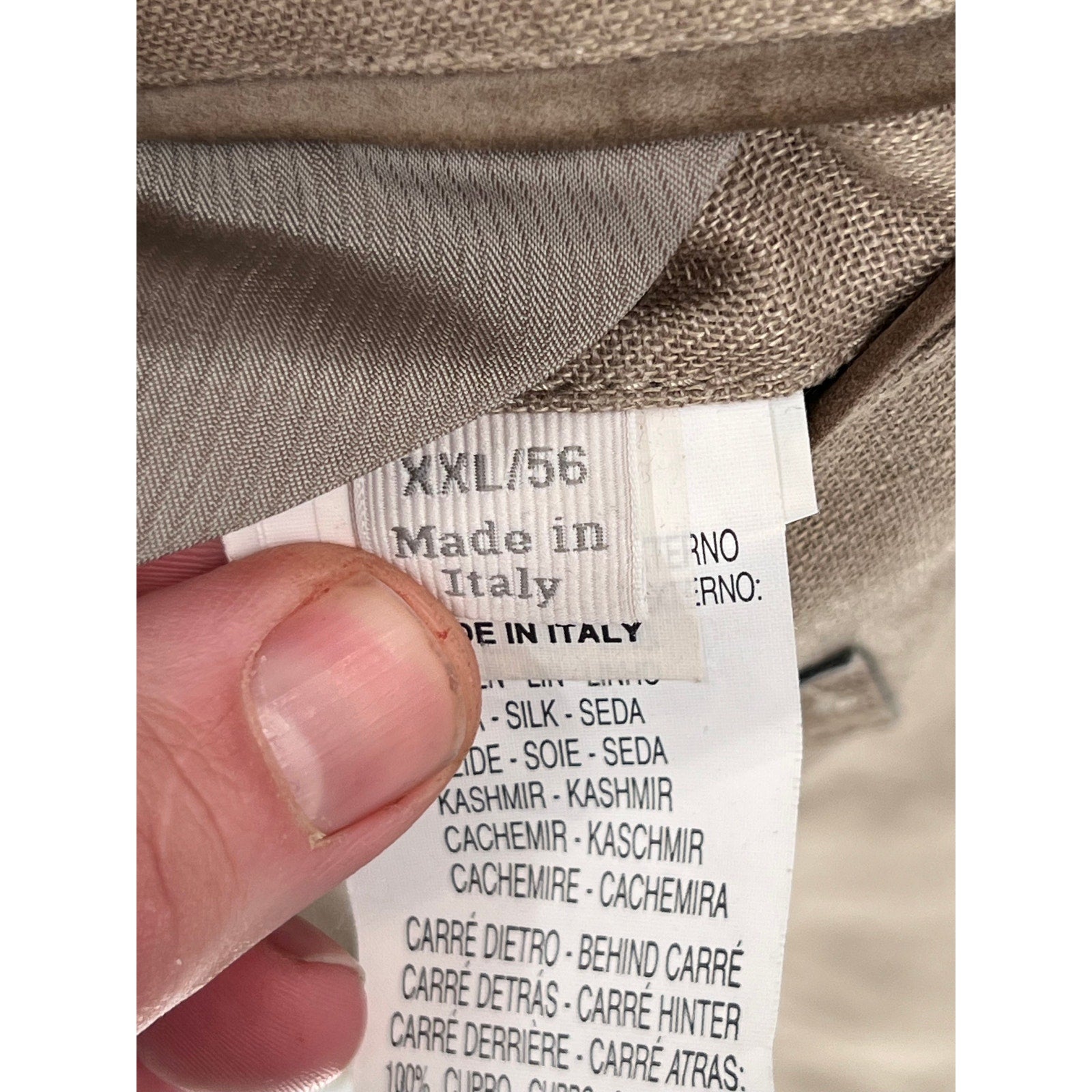 Ermenegildo Zegna Beige Safari Jacket in Linen/Cashmere/Silk - Size 56 EU/US XL